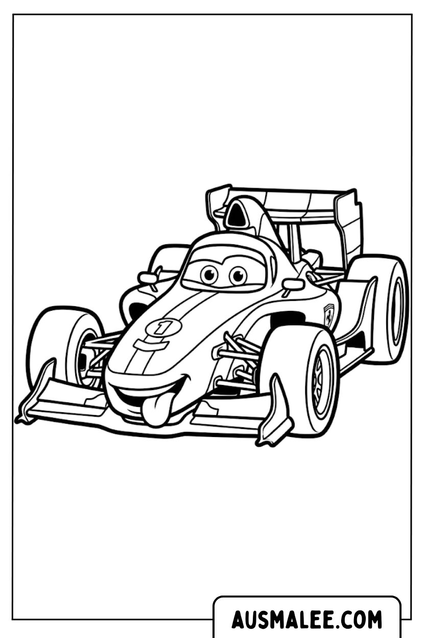 Coloriage drôle de voiture Ferrari