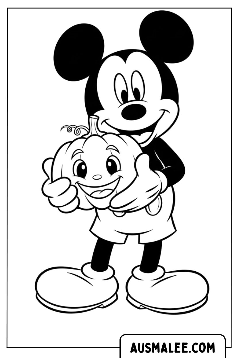 Coloriage Mickey Citrouille