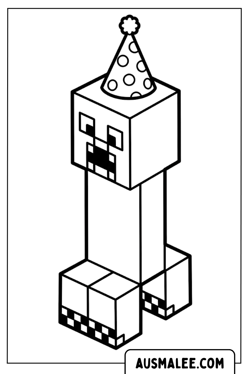 Ausmalbild Minecraft Creeper Party