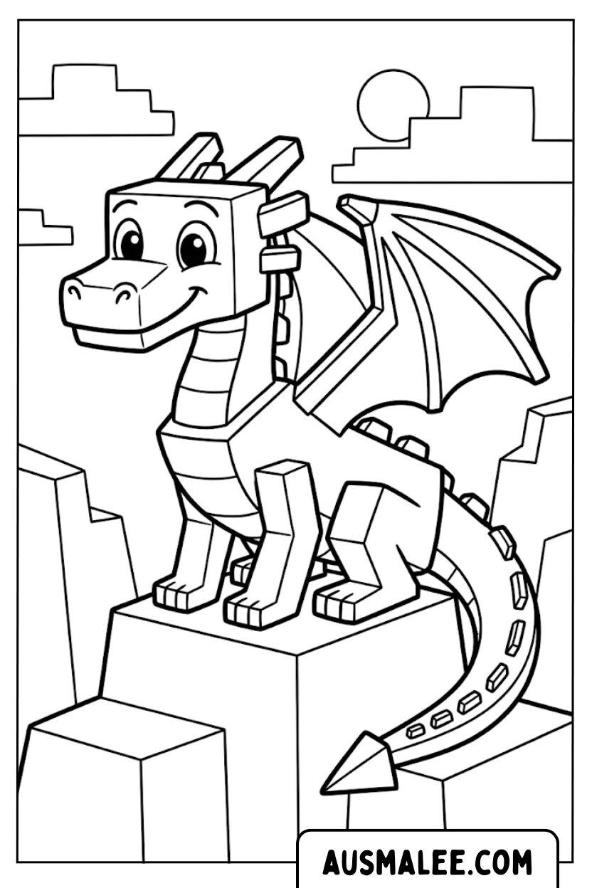 Ausmalbild Minecraft Drache