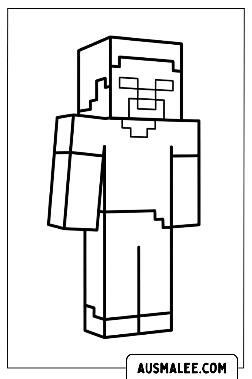 Ausmalbild Minecraft Herobrine