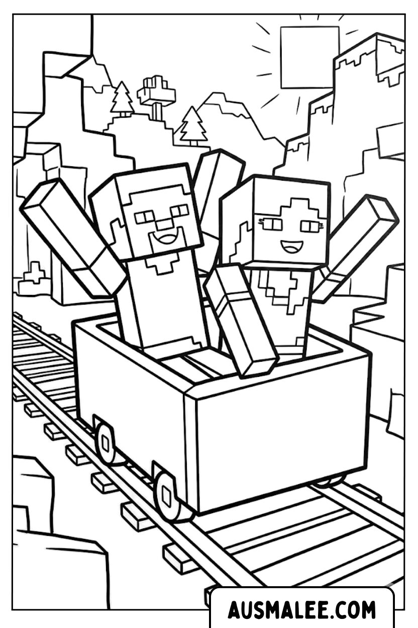 Ausmalbild Minecraft Lore Fahrt