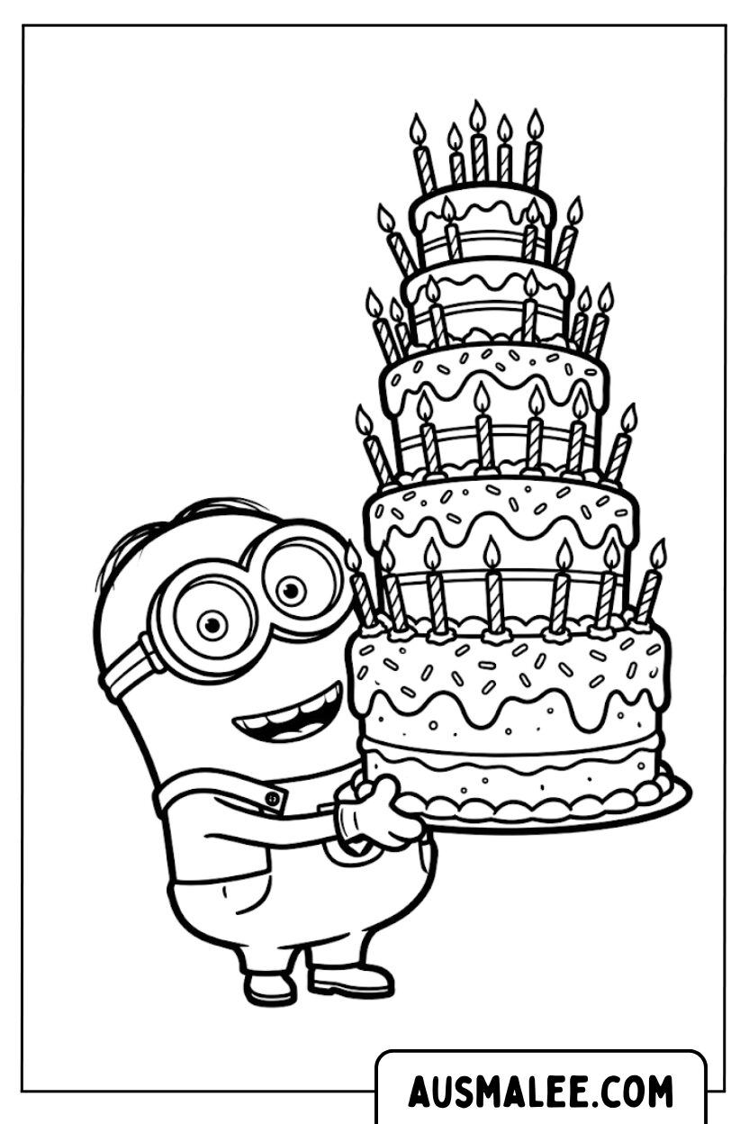 Coloriage Gâteau des Minions pour Colorier