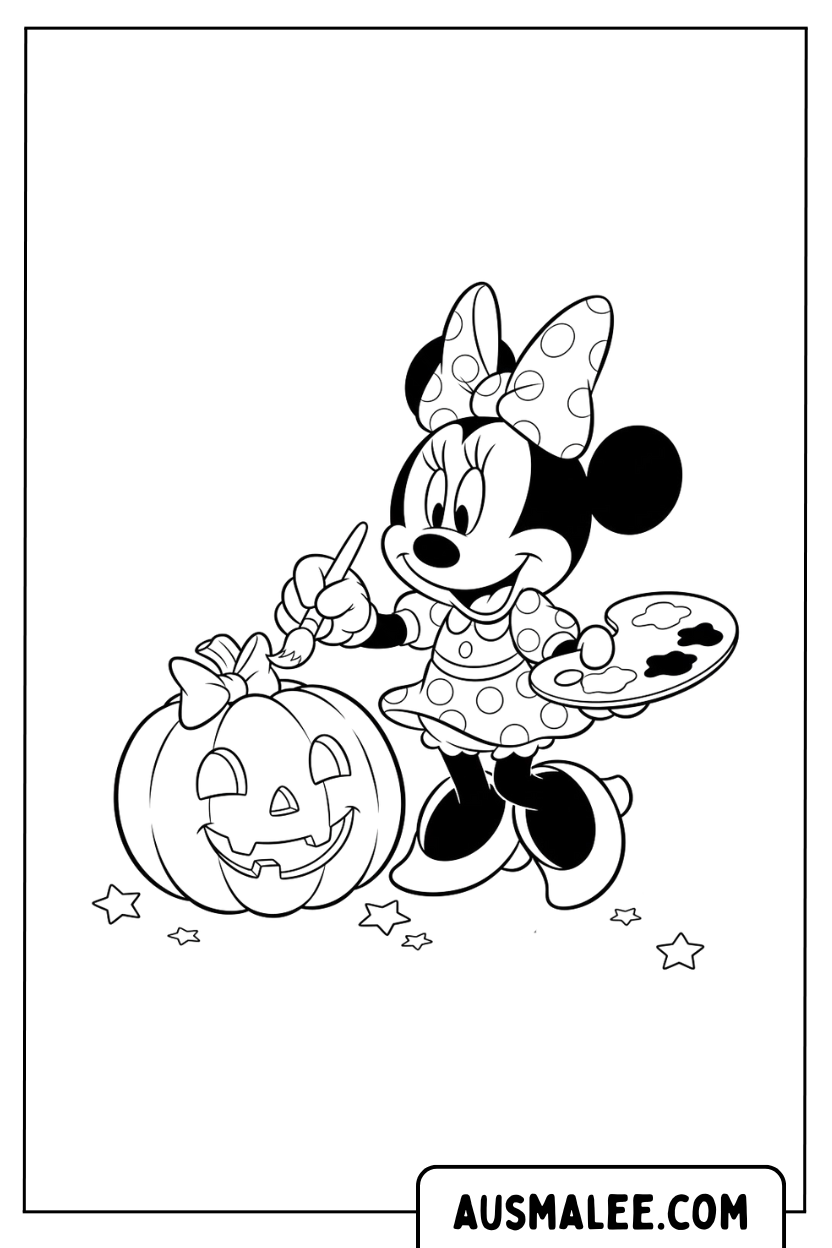 Coloriage - Minnie Citrouille