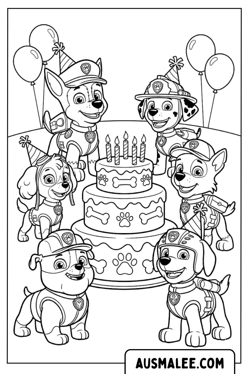Coloriage d'anniversaire Paw Patrol