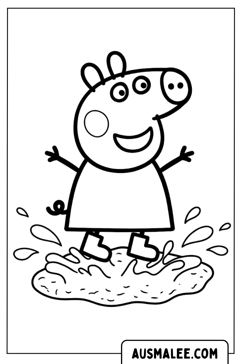 Peppa mud puddle coloring page