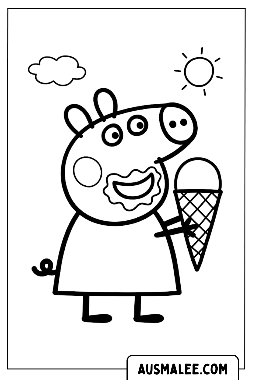 Kleurplaat Peppa Pig ijsje
