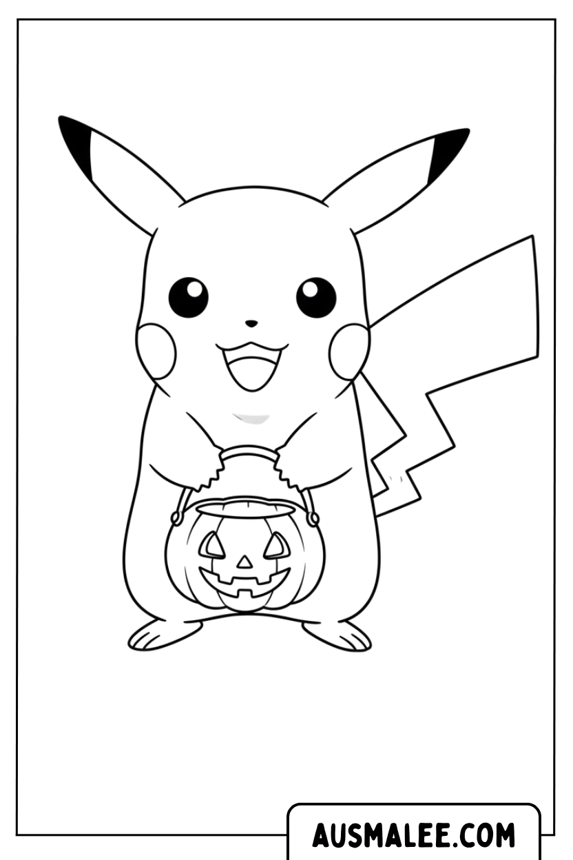 Coloriage - Pikachu Citrouille
