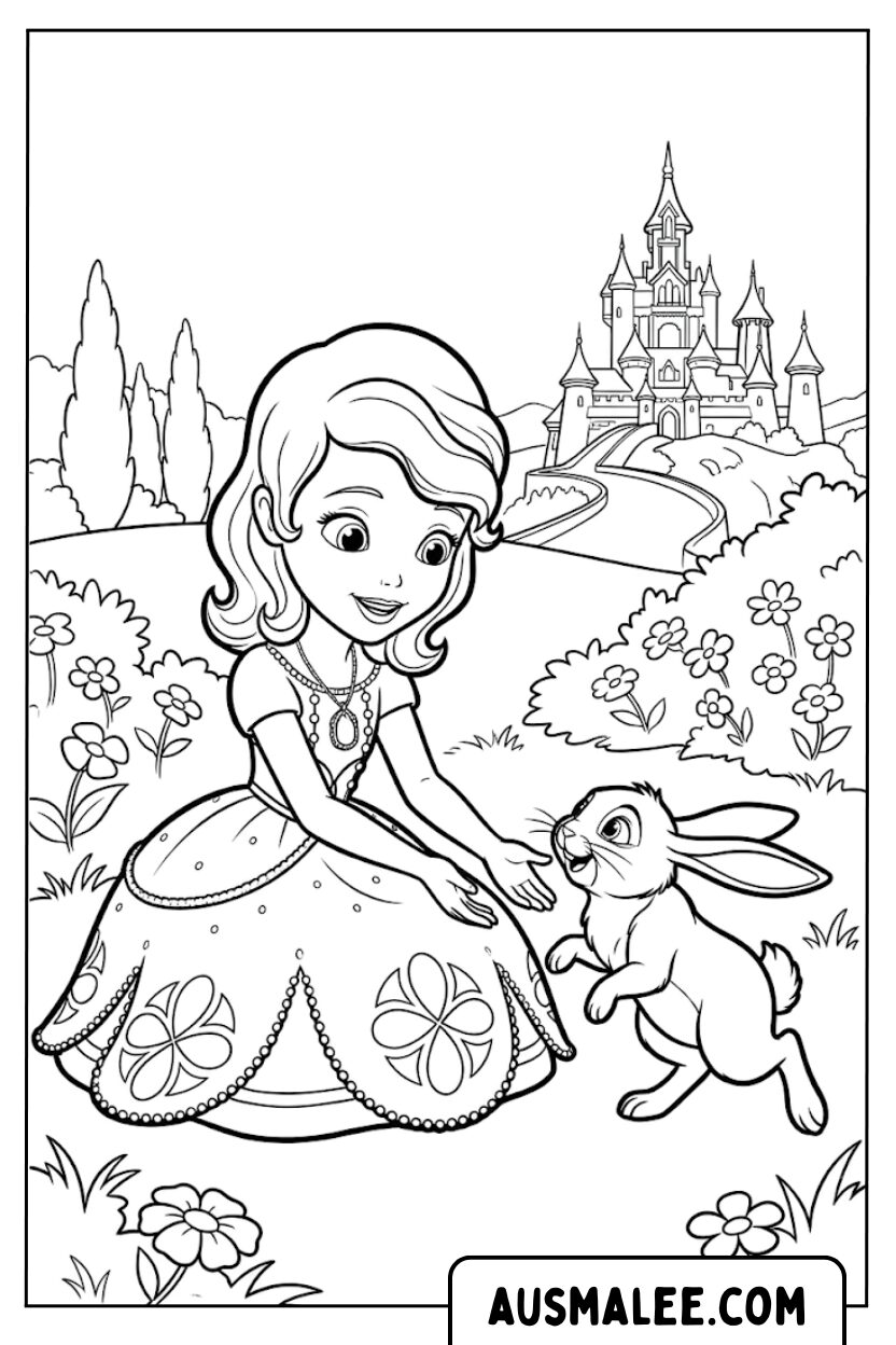 Coloriage Château de Princesse Lapin