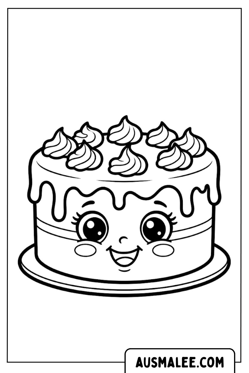 Coloriage - Visage de gâteau à la crème pour Colorier
