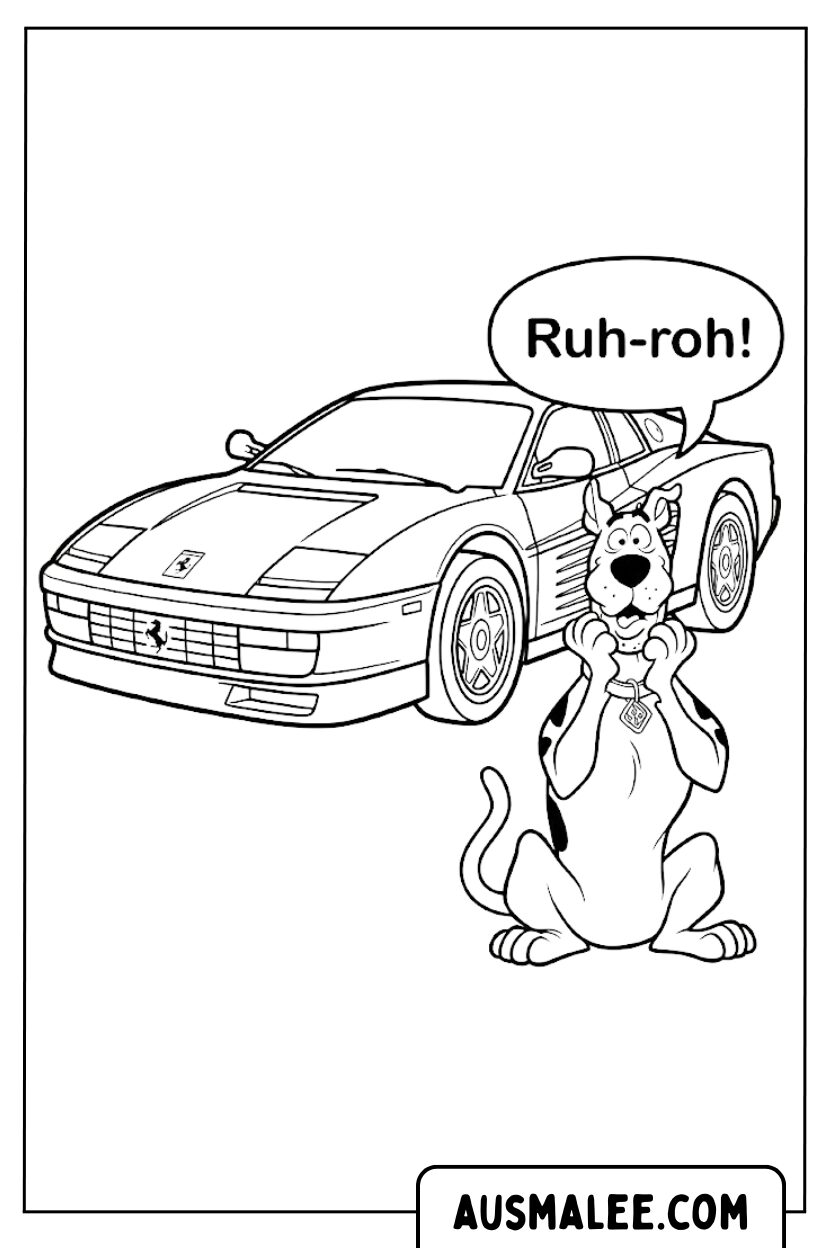Coloriage - Scooby Doo Ferrari