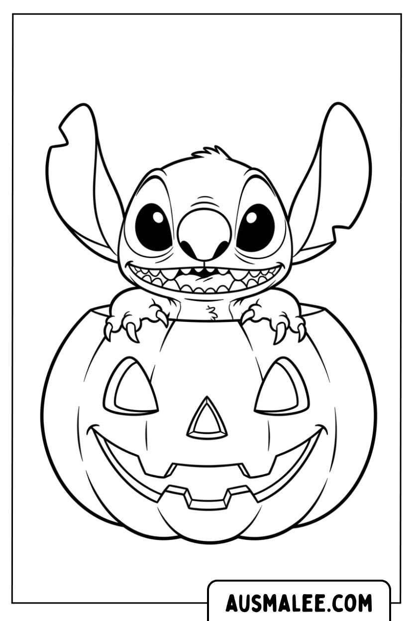 Coloriage de citrouille Stitch