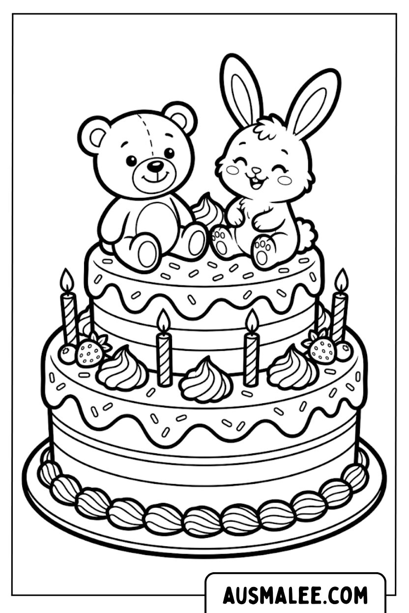 Coloriage gâteau en peluche