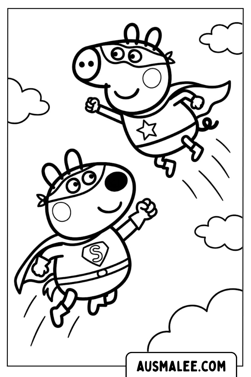 Superhero flight coloring page
