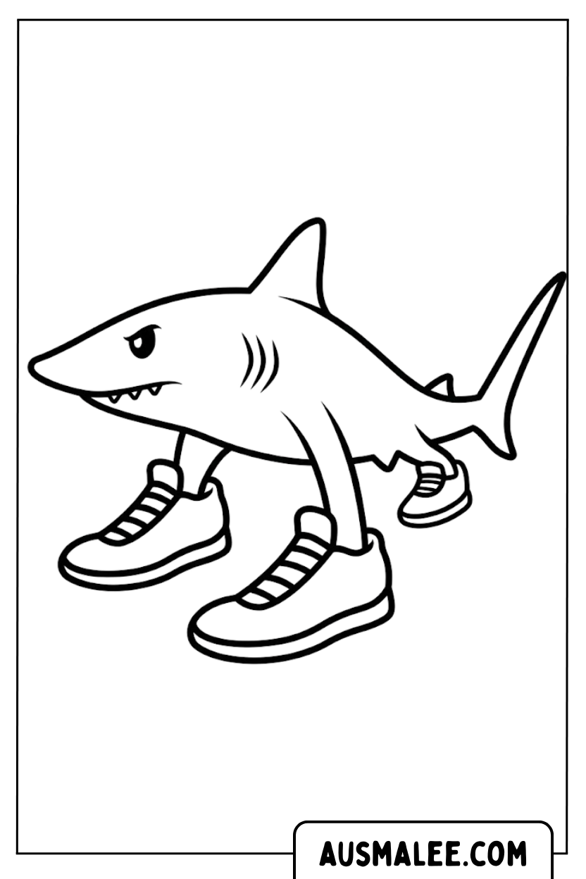 Coloriage Tralalero Tralala Shark chaussures de sport