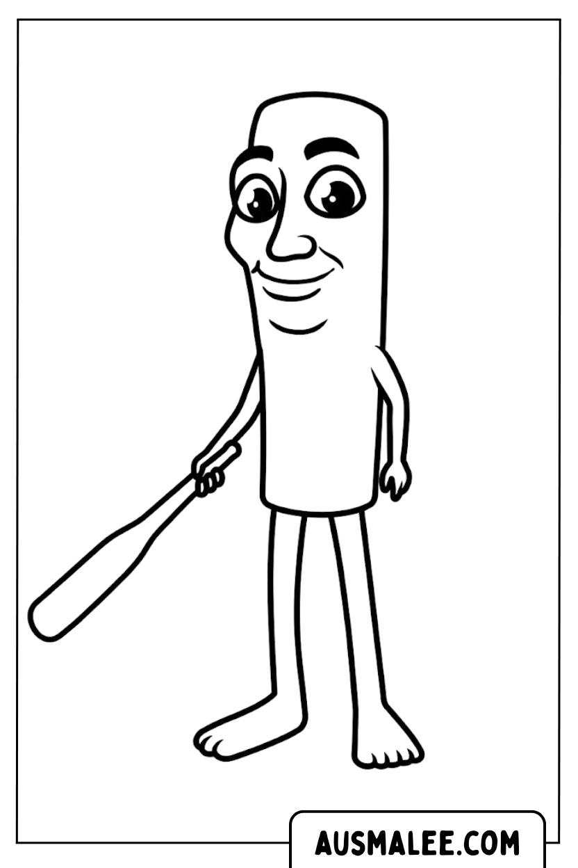 Coloriage - Tung Tung Tung Sahur Baseball