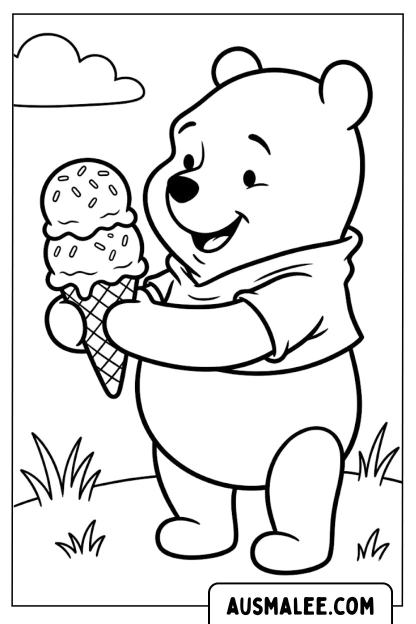 Winnie de Poeh ijsje kleurplaat
