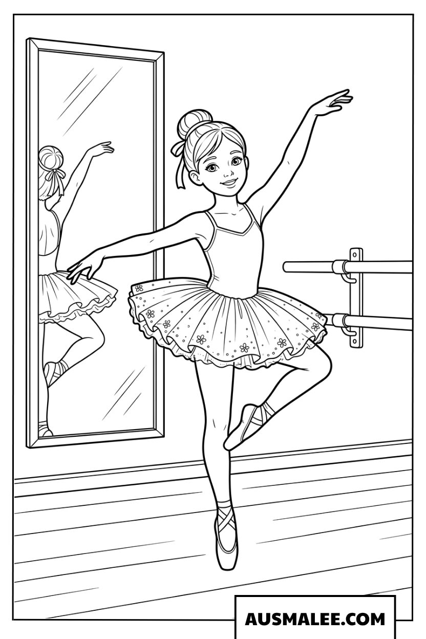 Coloriage d’une fille pratiquant le ballet