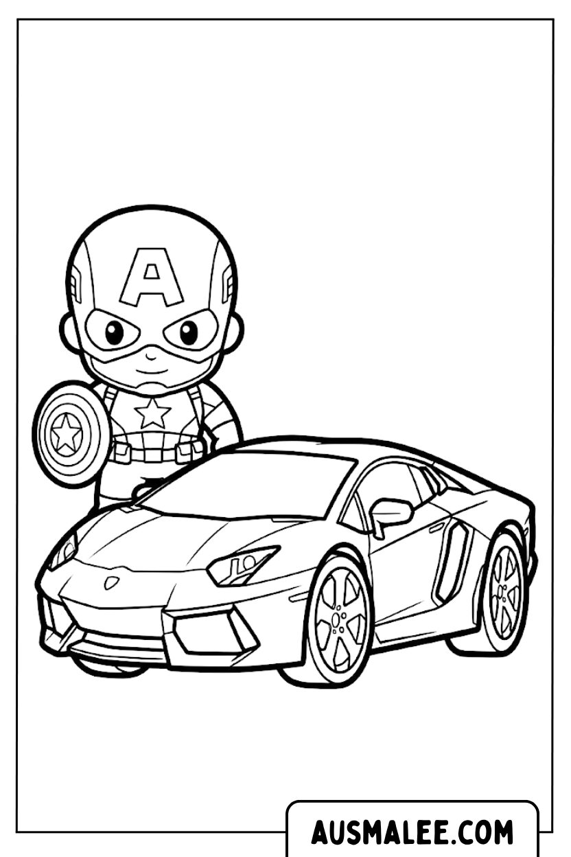 Captain America Lamborghini coloring pages