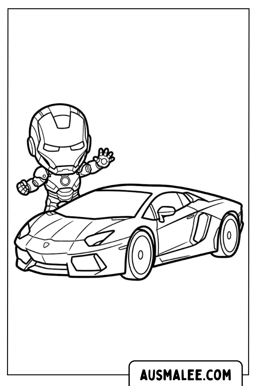 Iron Man Lamborghini coloring pages