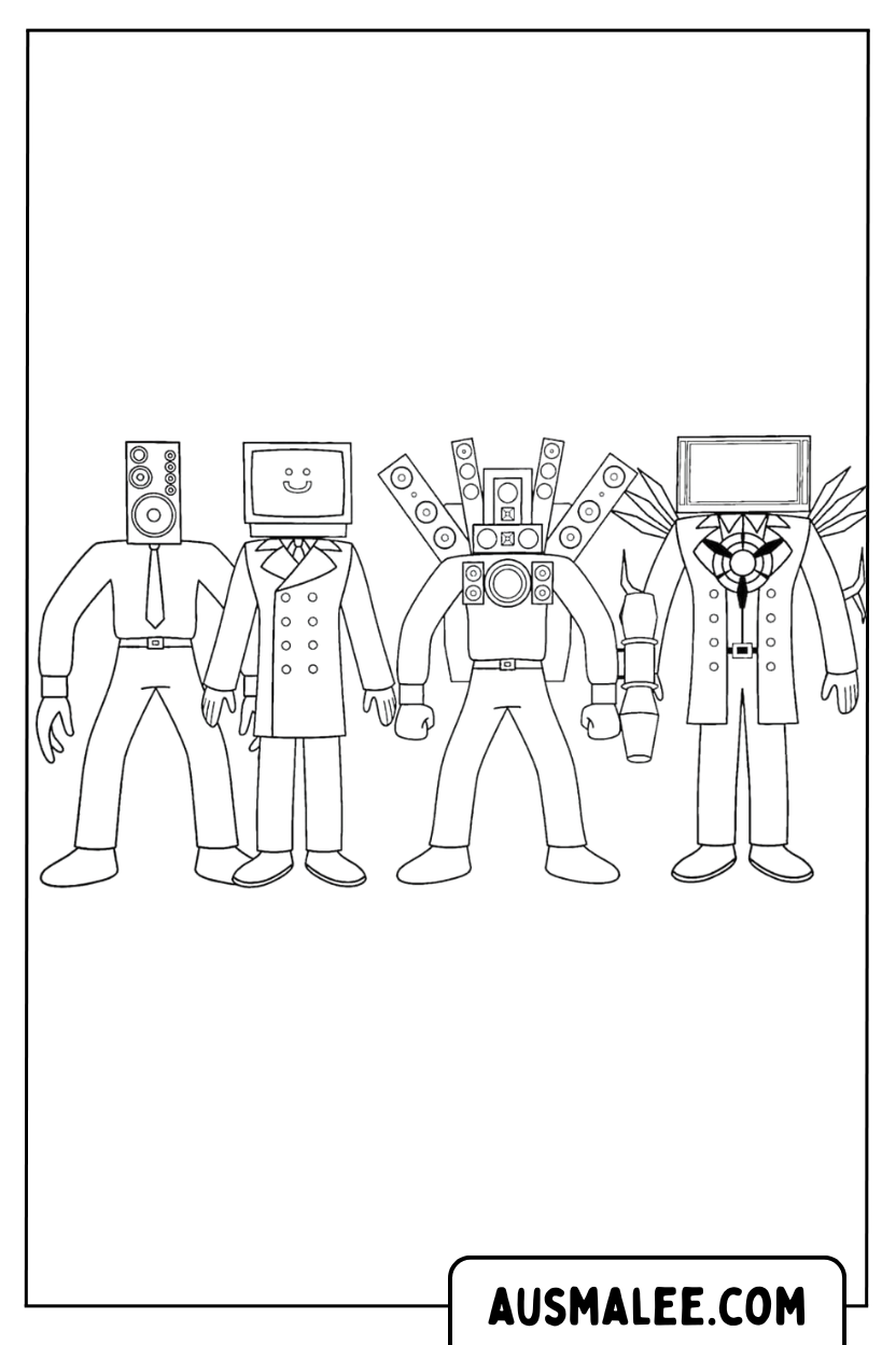 Kleurplaten Skibidi Heroes Team