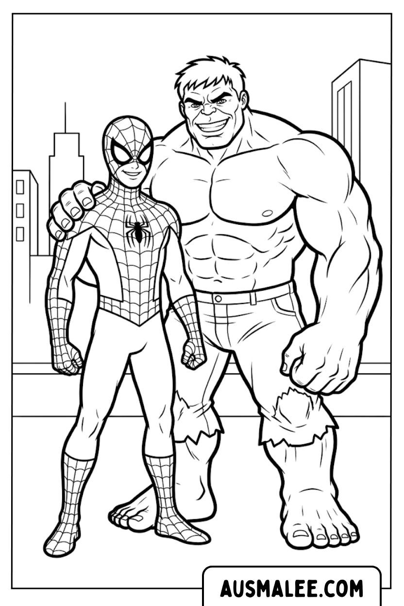 Spiderman Hulk Team Coloring Pages