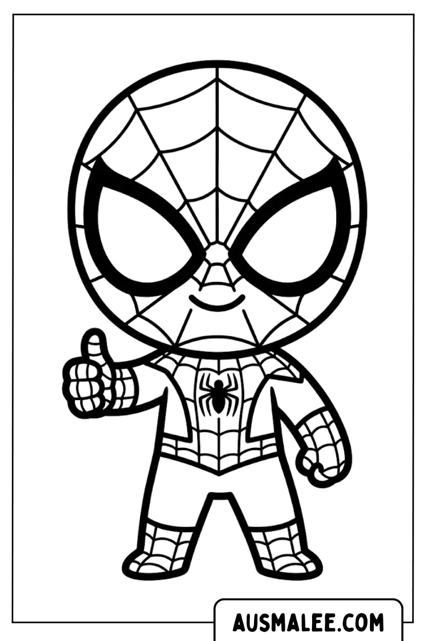 Spidey kleurplaten duim omhoog