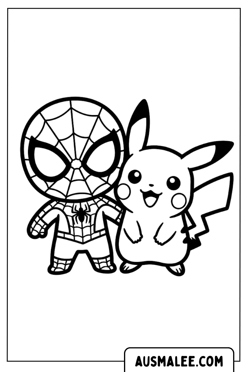 Spidey Pikachu kleurplaten