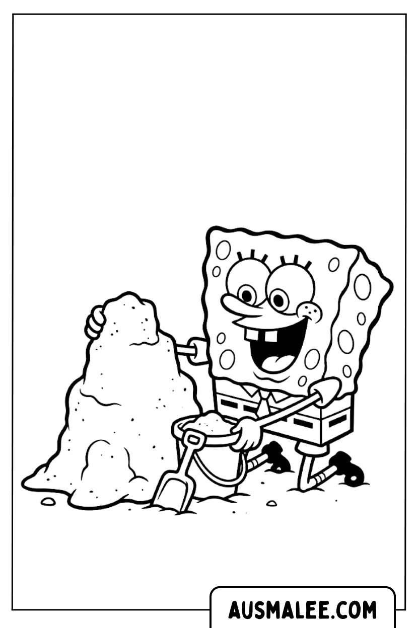 SpongeBob zandkasteel kleurplaten