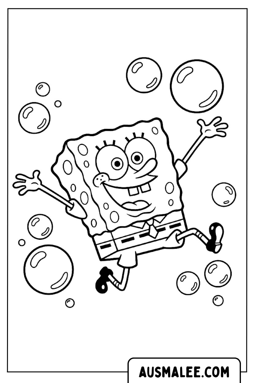 SpongeBob springt kleurplaten