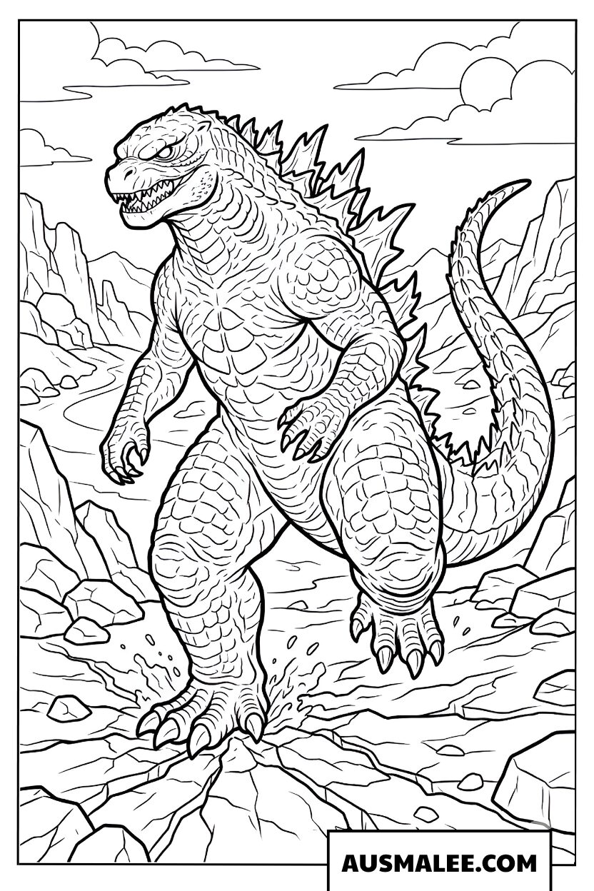 Godzilla kleurplaat de machtige titaan ontwaakt
