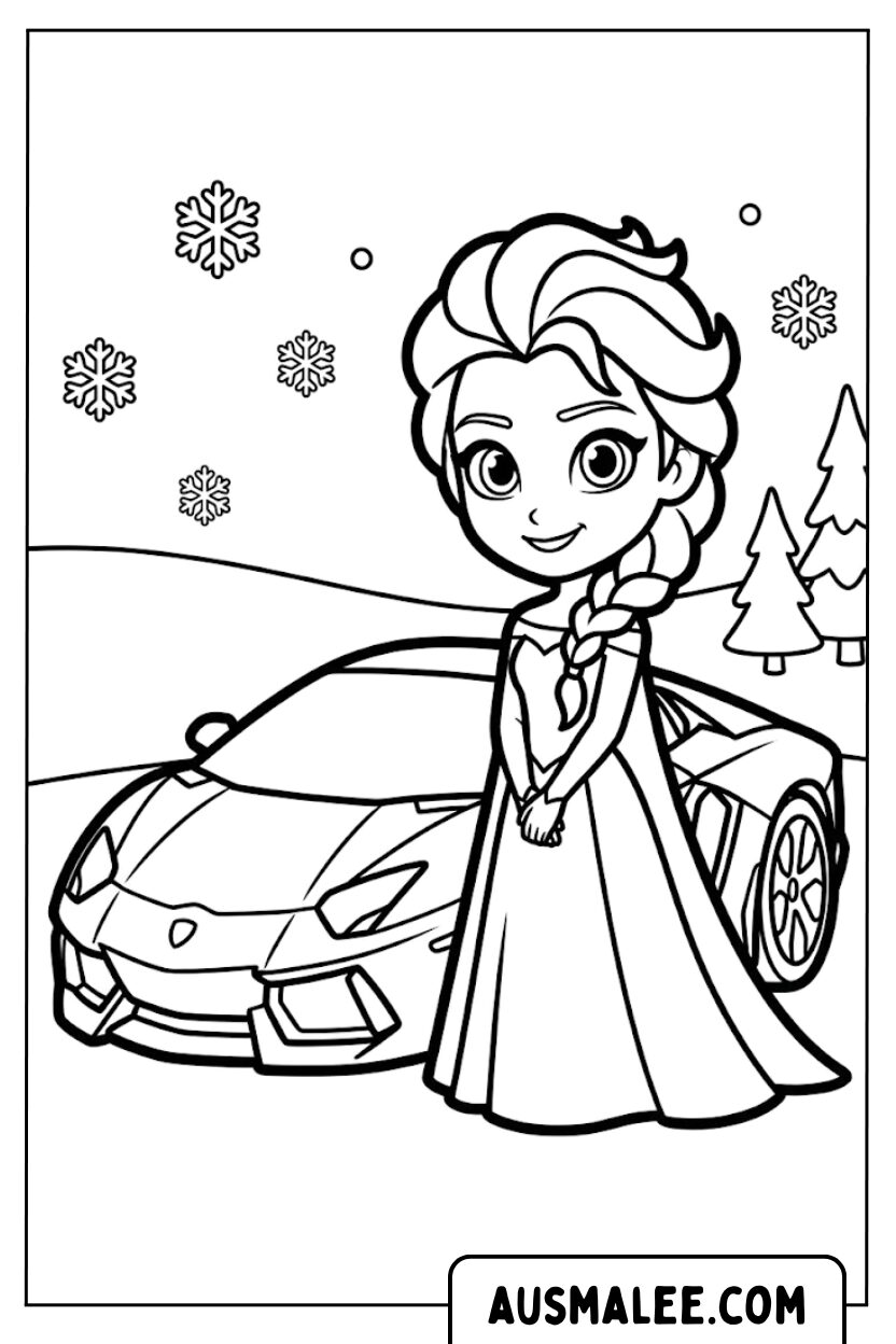 Elsa Lamborghini coloring pages