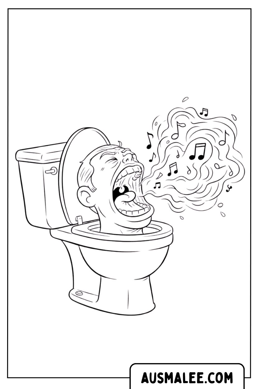 Kleurplaat Zingen Skibidi Toilet