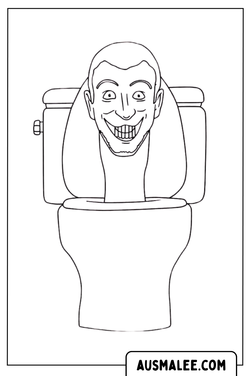 Kleurplaten Skibidi toilet grijns
