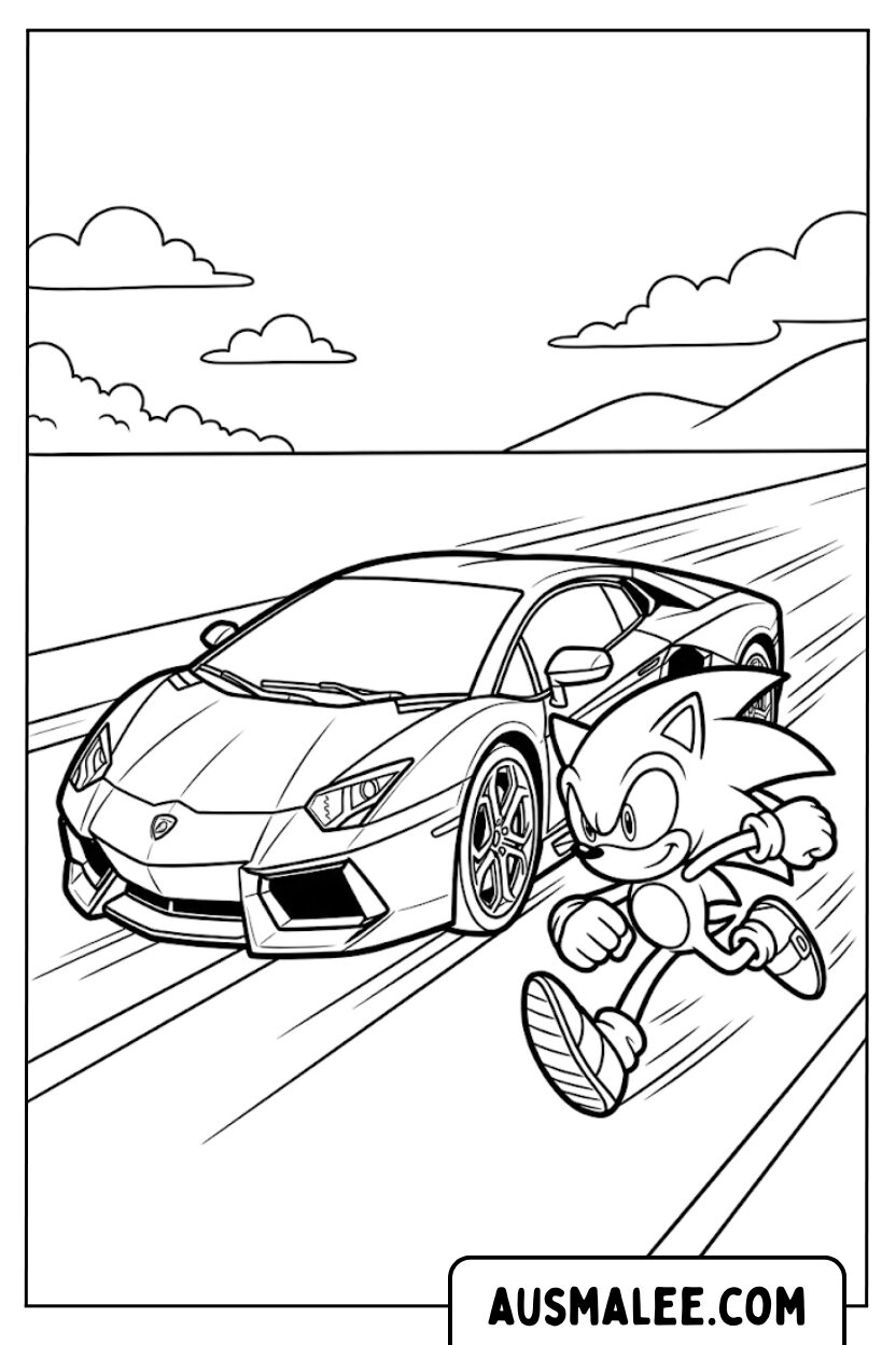 Sonic Lamborghini coloring pages