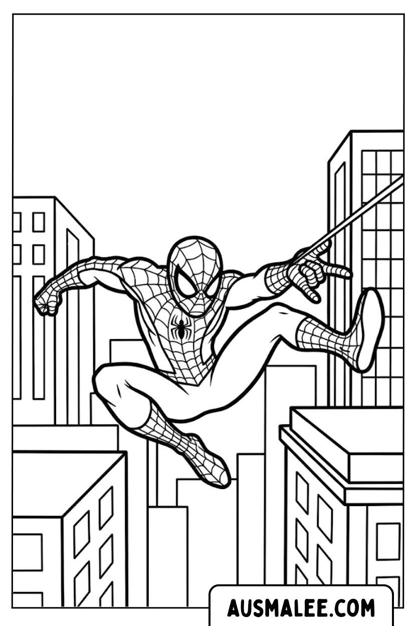 Spiderman City Swing Coloring Pages