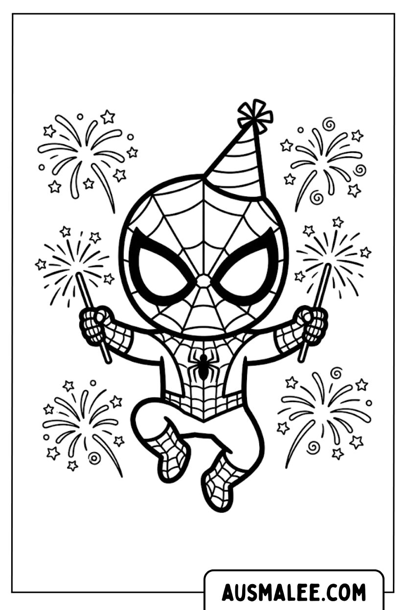 Spidey vuurwerk kleurplaten