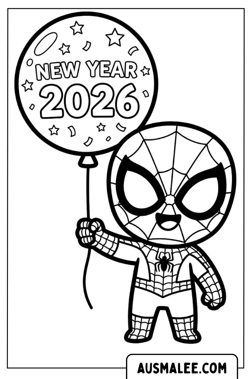 Kleurplaten Spidey Nieuwjaar 2026