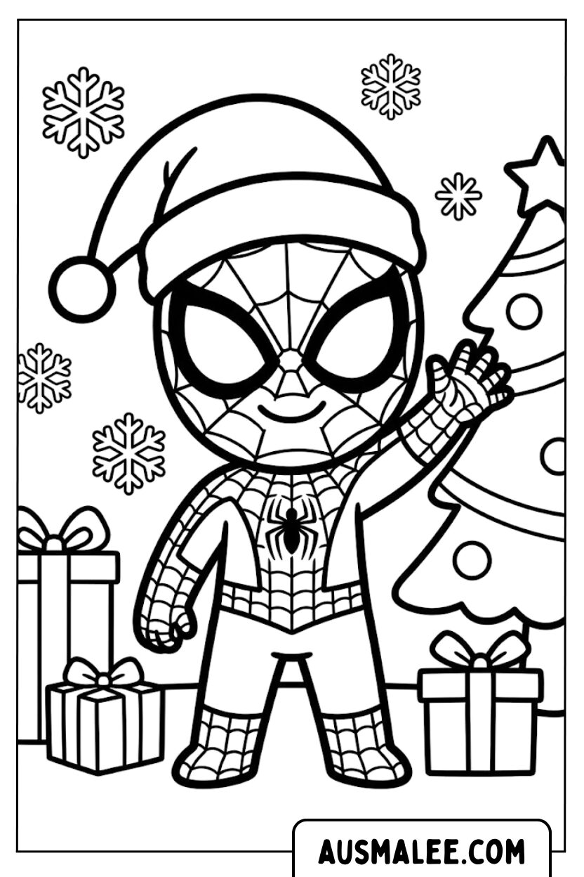 Spidey Kerst kleurplaten