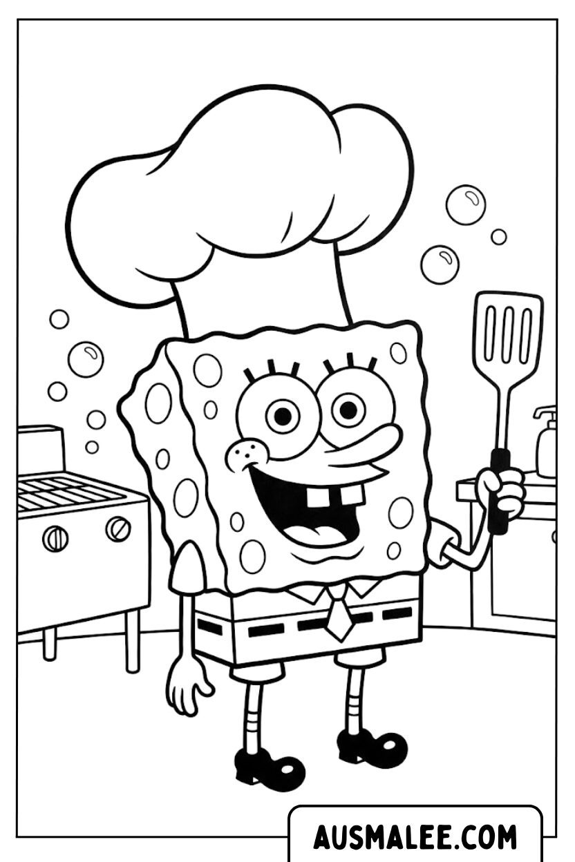 Kleurplaten SpongeBob Koch