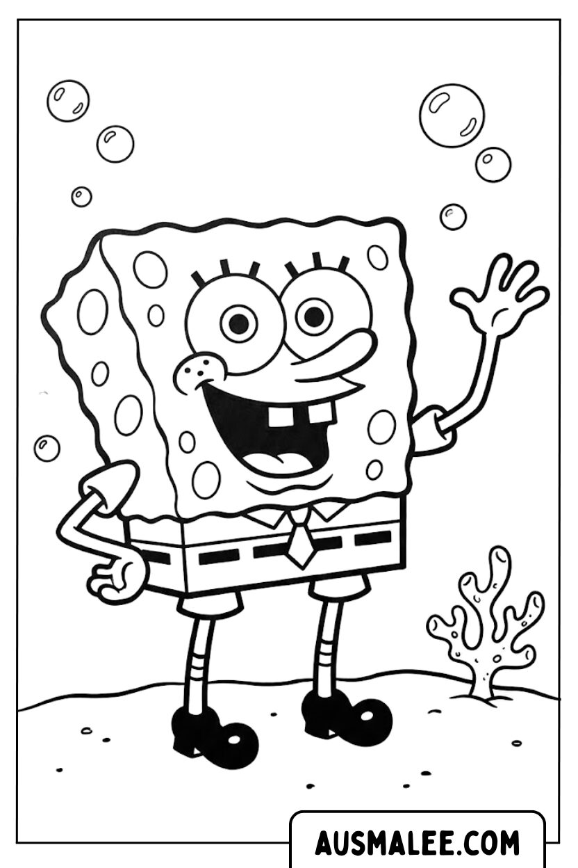 SpongeBob zwaaiende kleurplaten