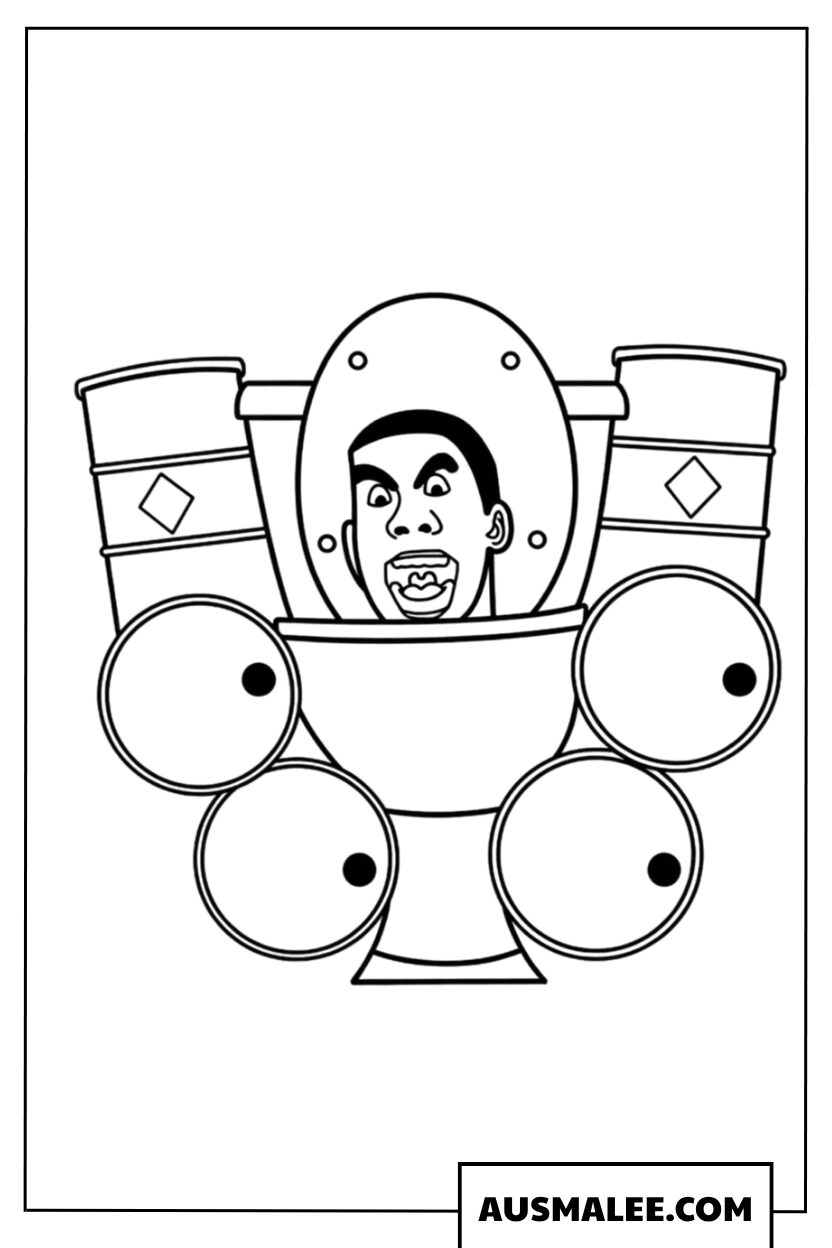 Skibidi Toilet monster kleurplaat
