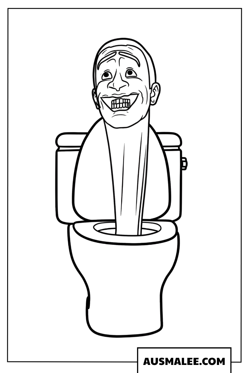 Skibidi Toilet met lange nek kleurplaat