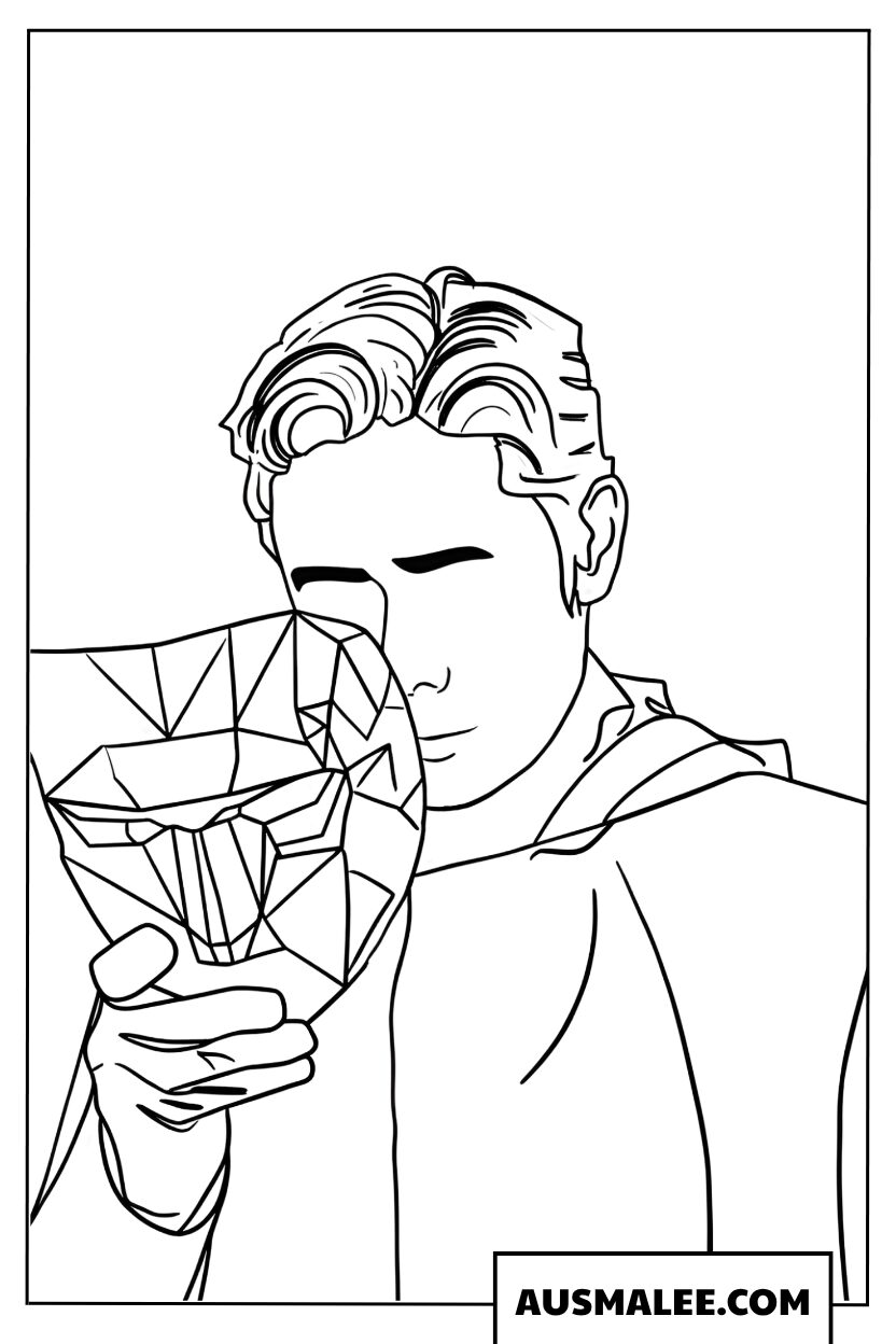 Coloriage Squid Game personnage et masque polygonal