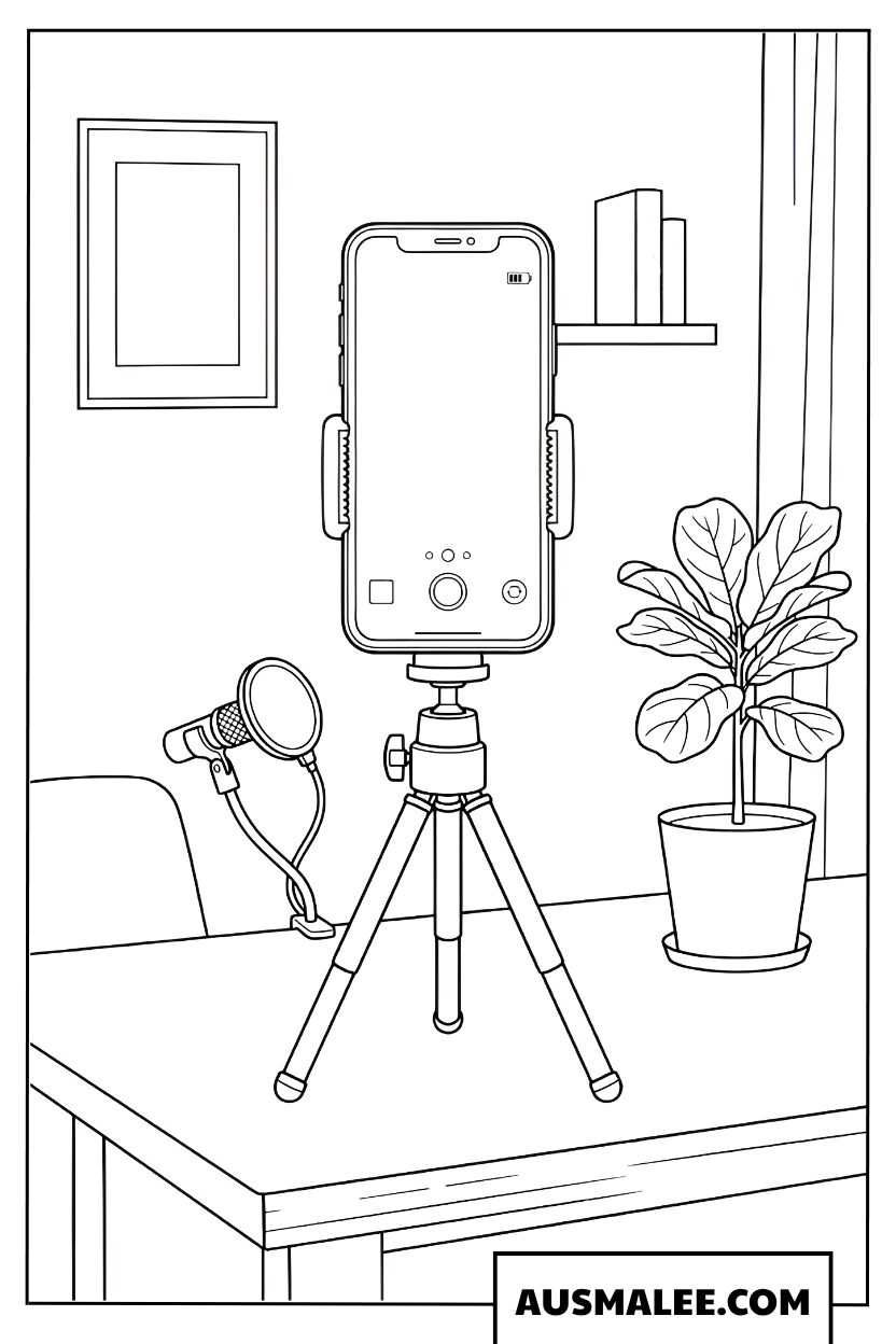 iPhone kleurplaat livestream setup