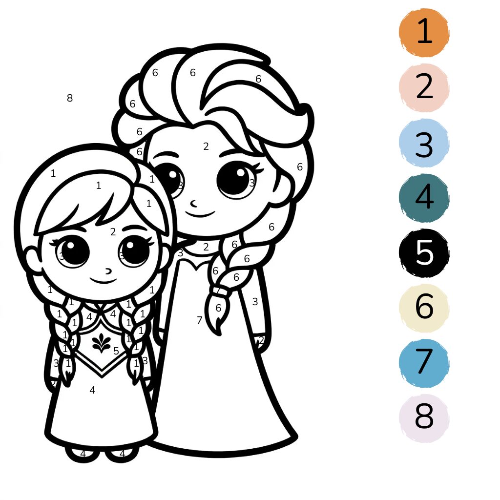 Anna en Elsa om in te kleuren