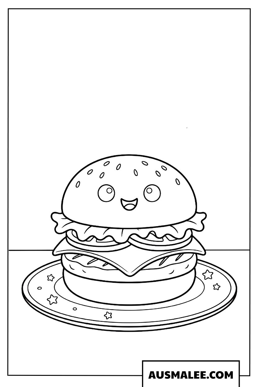 Coloriage hamburger joyeux