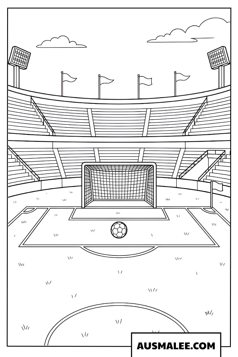 Soccer stadium coloring page