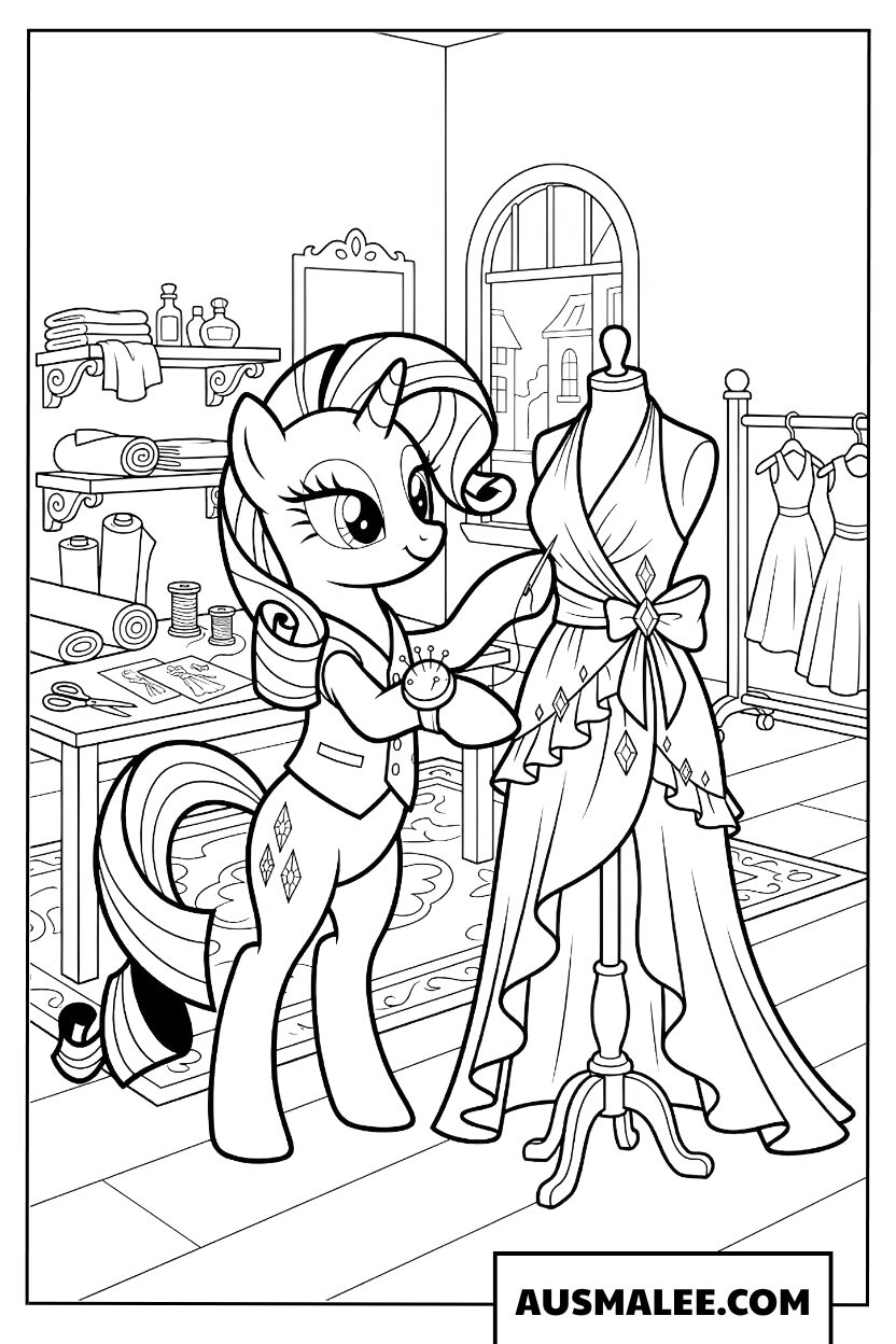 Rarity fashion designer coloring page