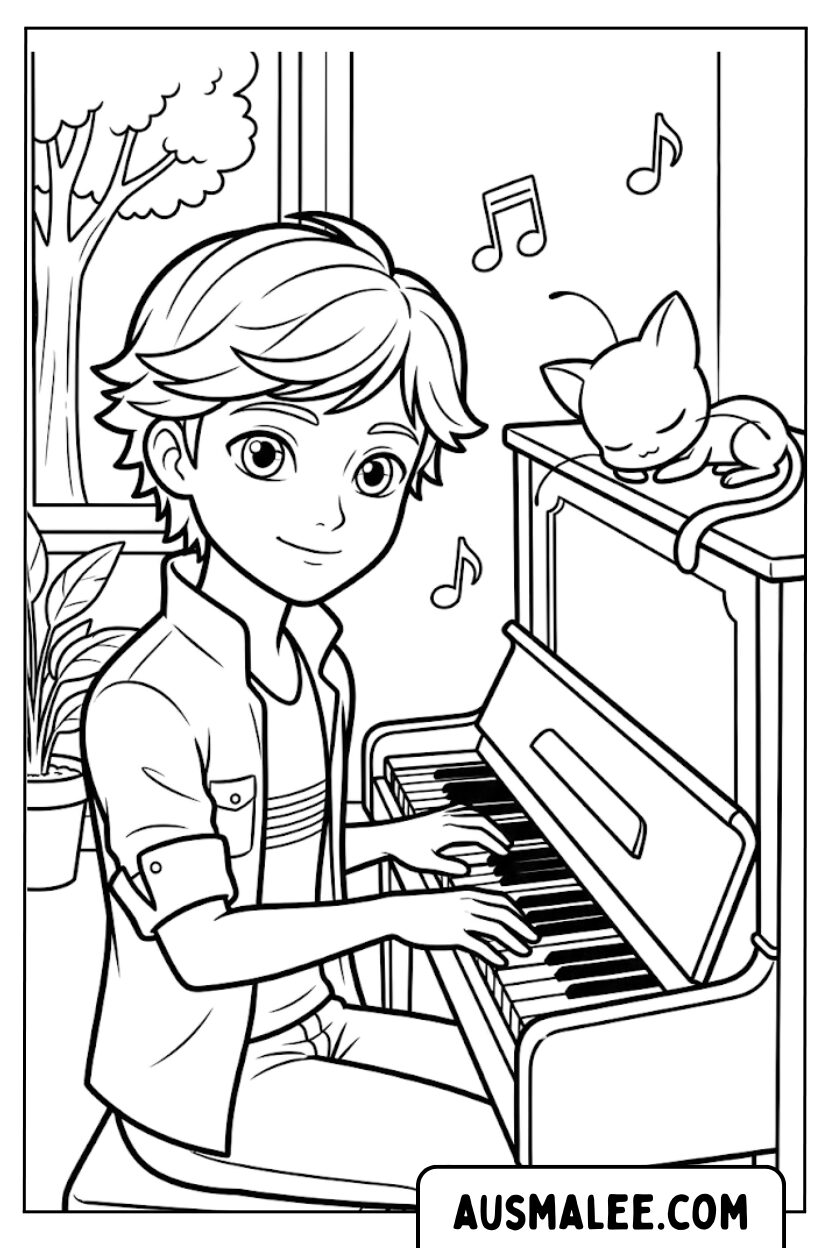Ausmalbilder Adrien Agreste Klavier